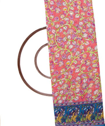 Pink Colour Leaf Print Georgette Fabric